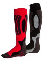 Rucanor Svindal skisokken 2 pack unisex zwart/rood maat 43 46 - thumbnail