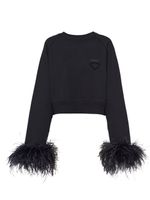 Prada sweat en coton bordé de plumes - Noir - thumbnail