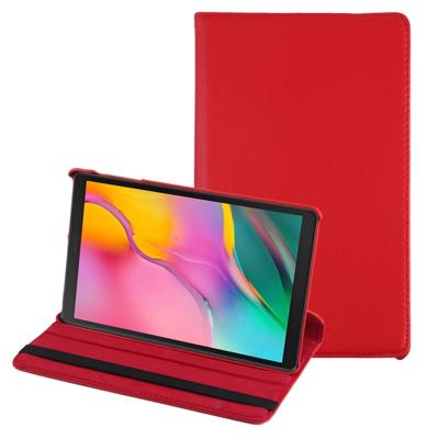 Litchi textuur horizontale Flip 360 graden rotatie lederen case voor Galaxy tab A 10 1 (2019) T510/T515 met houder (rood)