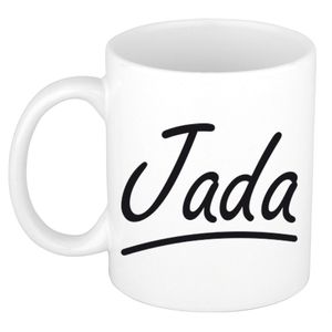 Naam cadeau mok / beker Jada met sierlijke letters 300 ml   -