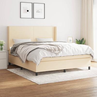 Boxspring met matras stof crèmekleurig 160x200 cm