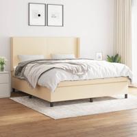 Boxspring met matras stof crèmekleurig 160x200 cm