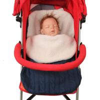 Dikke baby Swaddle wrap brei envelop slaapzak pasgeboren baby warme bands indoor baby wandelwagen slaapzak (blauw)