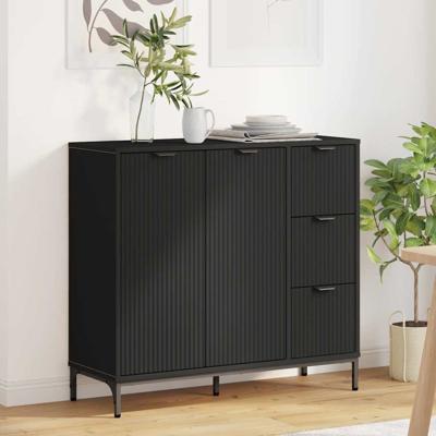 Dressoir met lade Zwart 89,5 x 33 x 82 cm Bewerkt hout