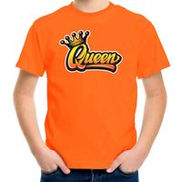 Oranje Koningsdag Queen t-shirt voor kinderen/ meisjes - thumbnail