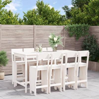 9-delige Barset massief grenenhout wit