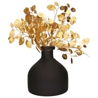 Decoratie vaas zwart D18 cm - incl. glitter takken goud 3x st - H40 cm