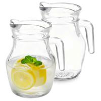 Vivalto schenkkan/water/ wijn karaf - 2x - glas - transparant - 500 ml - D9 x H13 cm