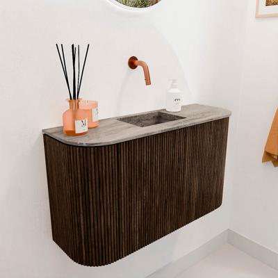 Toiletmeubel Mondiaz Joya Dlux | 73.2 cm | Meubelkleur Walnut | Faye wastafel Oza Wasbak Midden | Zonder kraangat(en)