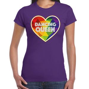 Gay Pride shirt - dancing queen - regenboog - dames - paars