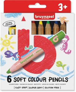 Bruynzeel Kids zachte kleurpotloden, set van 6 stuks in geassorteerde kleuren