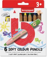 Bruynzeel Kids zachte kleurpotloden, set van 6 stuks in geassorteerde kleuren - thumbnail