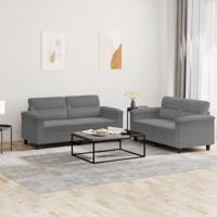 2-delige Loungeset met kussens microvezelstof donkergrijs