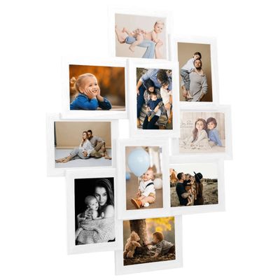 VidaXL Fotolijst voor 10x(13x18 cm) foto mdf wit