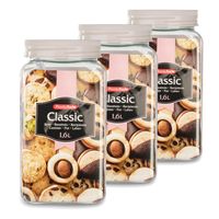 Set van 4x stuks kunststof keuken voorraadpot/weckpot taupe 1.6 liter met deksel