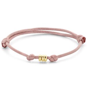Armband Ringetjes geelgoud-satijn goudkleurig-zachtroze 13-26 cm
