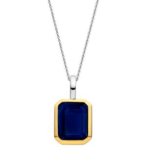 TI SENTO-Milano 6817BY Ketting zilver-synth. kristal goud-en zilverkleurig-blauw 44,5 cm