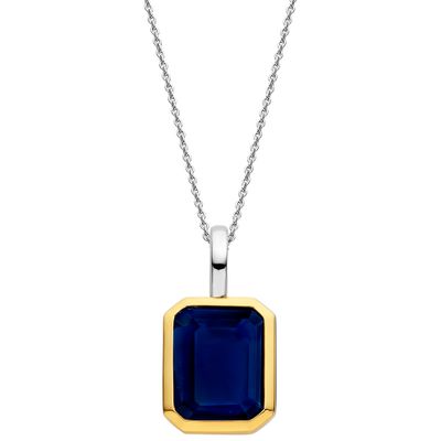 TI SENTO-Milano 6817BY Ketting zilver-synth. kristal goud-en zilverkleurig-blauw 44,5 cm