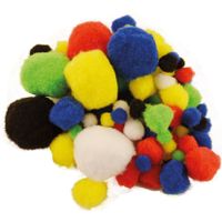 Pompons - 100x - gekleurd - 10-45 mm - hobby/knutsel materialen   -