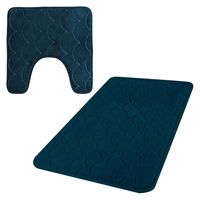 Urban Living badkamer droogloop matjes - set 2x stuks - memory foam - donkerblauw