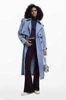 Denim trenchcoat met riem - BLUE - S