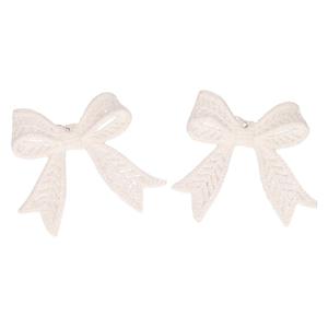 Kersthangers - 2x - strikjes - wit - 11 cm - met glitters