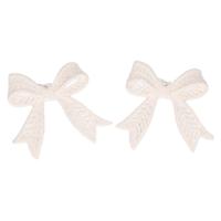 Kersthangers - 2x - strikjes - wit - 11 cm - met glitters