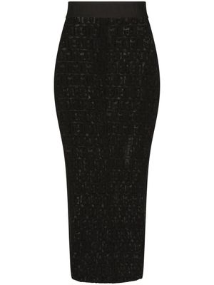 Dolce & Gabbana jupe crayon drapée en tulle à logo DG - Noir