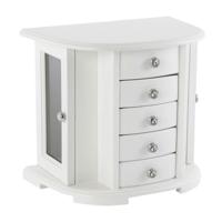 Sieradenkist/juwelenkist met lades wit van hout 26 x 18 x 23 cm