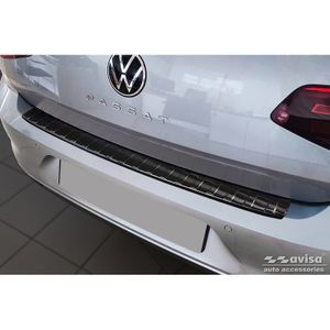 Zwart RVS Bumper beschermer passend voor Volkswagen Passat Sedan 2014-2019 & FL 2019- 'Ribs' AV245092