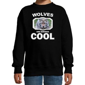 Sweater wolves are serious cool zwart kinderen - wolven/ wolf trui