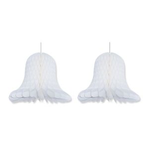 3x stuks Kerstversiering witte kerstklokken lampionnen 20 cm