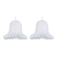 3x stuks Kerstversiering witte kerstklokken lampionnen 20 cm