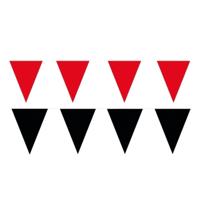 Feest versiering punt vlaggetjes pakket - 120 meter - rood en zwart - slingers / vlaggenlijnen