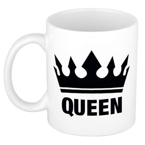 Cadeau Queen mok/ beker wit met zwarte bedrukking 300 ml