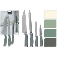 Excellent Houseware chef keuken messen set 4 delig - rvs metaal/kunststof - handvat groen