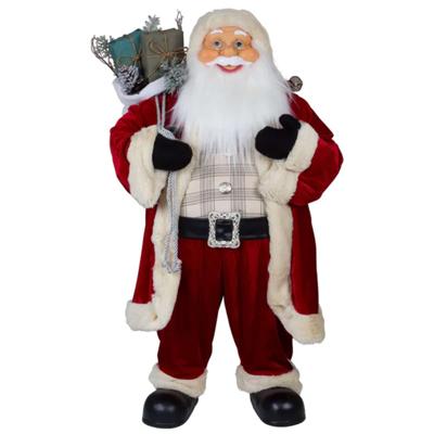 Kerstman pop Jacob - H80 cm - rood - staand - kerstman beeld - decoratie figuur