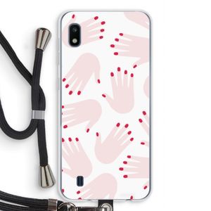 Hands pink: Samsung Galaxy A10 Transparant Hoesje met koord