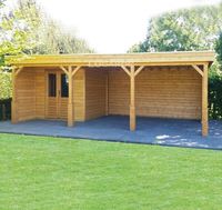 Lugarde Tuinhuis PR45 720x360 cm - 44 mm- Plat dak- Hout- Lugarde
