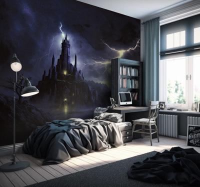 Donker kasteel en storm Disney fotobehang