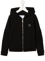 Philipp Plein Junior sweat à capuche zippé à logo imprimé - Noir - thumbnail