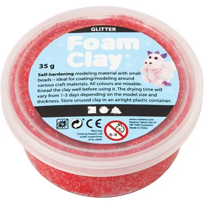 Foam Clay Rood Glitter 35 gram