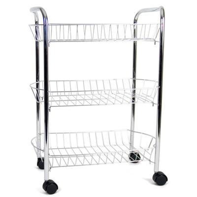 Verchroomde keuken trolley met manden - op wielen - 50 x 26 x 63 cm - Keuken/badkamer rekje - metaal