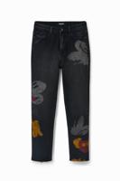 Straight cropped jeans Mickey Mouse - BLACK - 40 - thumbnail