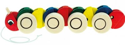 Bino speelfiguur rups junior 30 x 8 cm hout rood/geel Bino speelfiguur rups junior 30 x 8 cm hout rood/geel