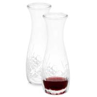 Vivalto schenkkan/water/wijn karaf - 2x - sierlijk glas - transparant - 1000 ml - D10 x H28 cm