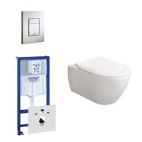 Villeroy & Boch Subway 2.0 ViFresh toiletset met slimseat softclose en quick release en bedieningsplaat horizontaal verticaal RVS 0729205/0720026/ga91964/sw60341/