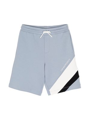 Emporio Armani Kids short à logo imprimé - Bleu