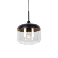 QAZQA Design hanglamp zwart met goud en smoke glas - Kyan - thumbnail