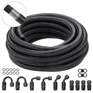 VEVOR 8AN brandstofleidingset, 24" brandstofslangset, 0,43" nylon roestvrijstalen gevlochten brandstofleiding olie-/gas-/dieselslangstaartconnectorset 12-delige draaibare adapterset